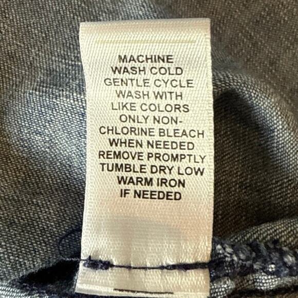 Cato Chambray Pearl Snap Top Size Large Roll Tab Sleeve Coastal Cowgirl Western - Picture 7 of 10